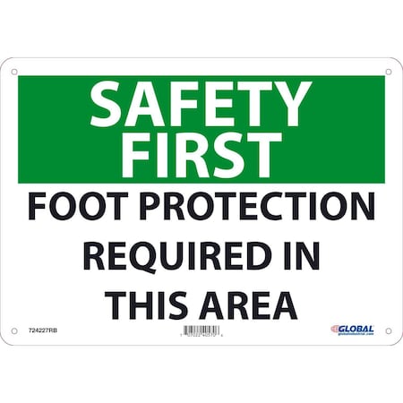Global Industrial Safety First Foot Protection Required In This Area, 10x14, Rigid Plastic 724227RB